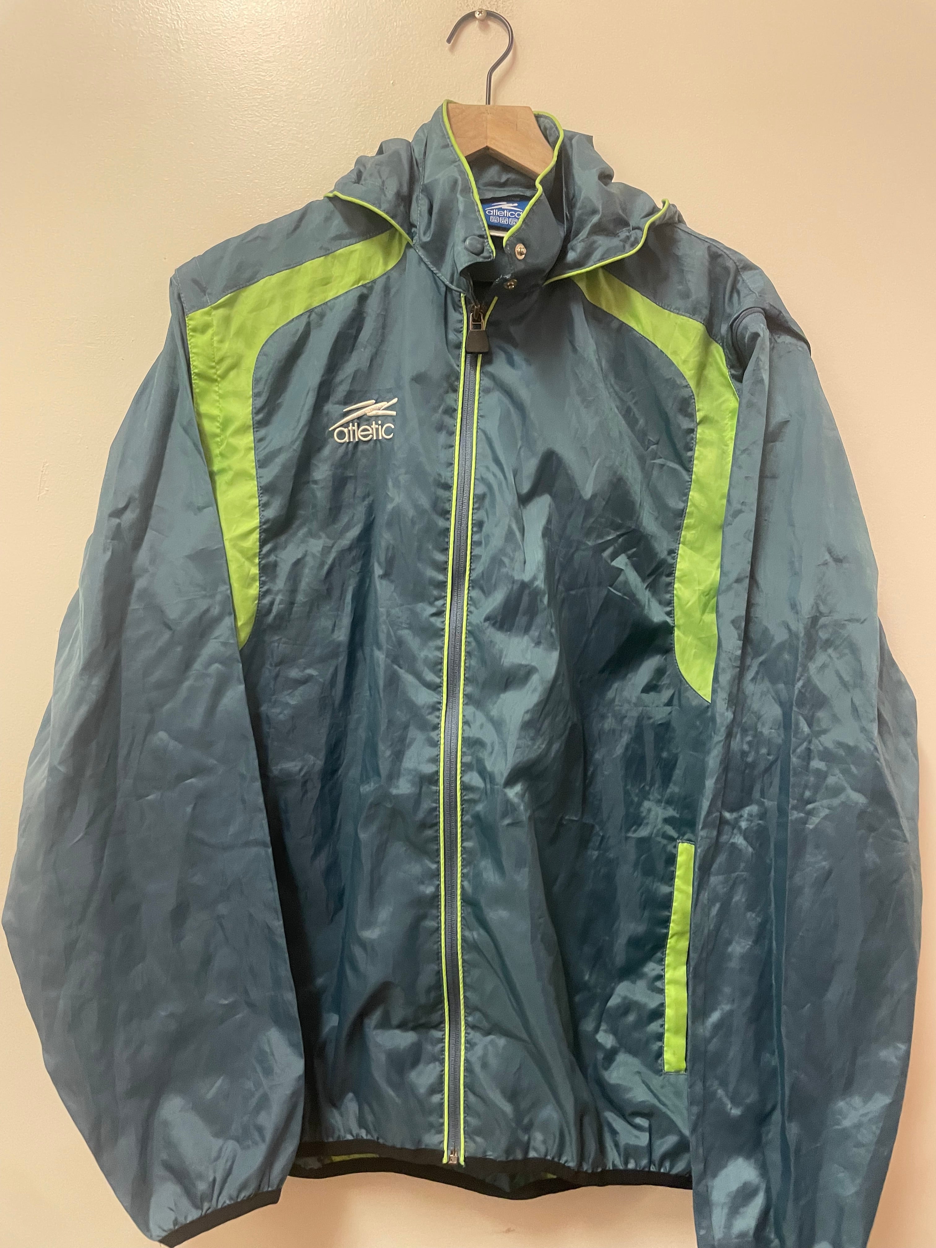 Blue and Neon Green Atlétic Brand Windbreaker