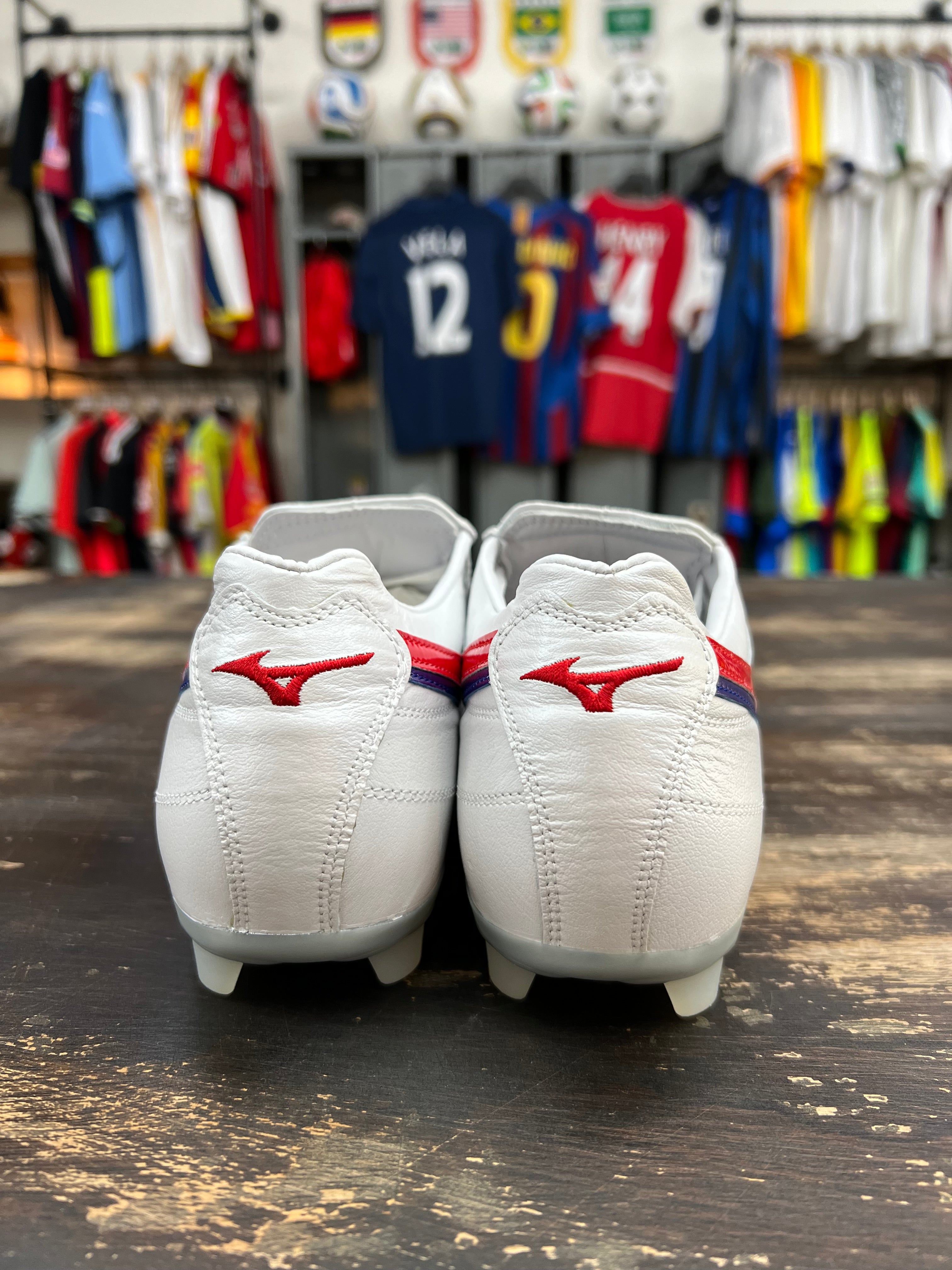 Mizuno Wave Cup SS Japan FG – White Pearl / Red / Blue (Made in Japan)