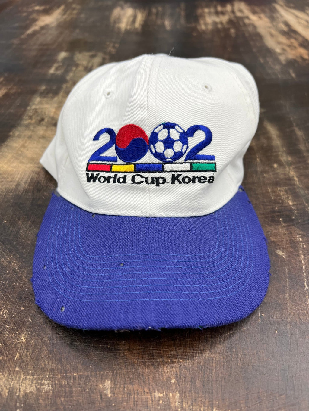 2002 World Cup Korea Japan Logo Snapback – White/Blue Vintage Hat - STA Apparel - World cup