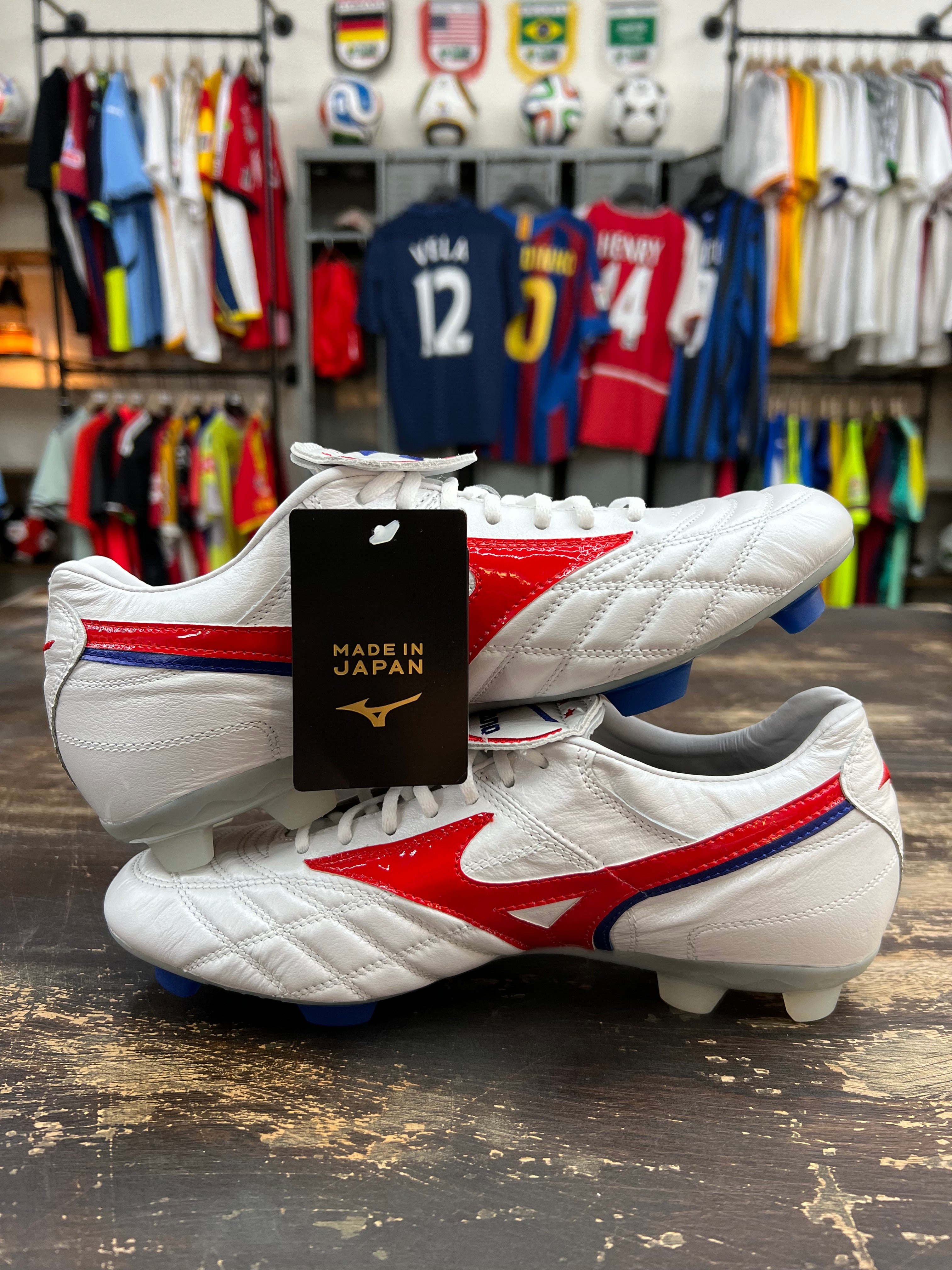 Mizuno Wave Cup SS Japan FG – White Pearl / Red / Blue (Made in Japan)