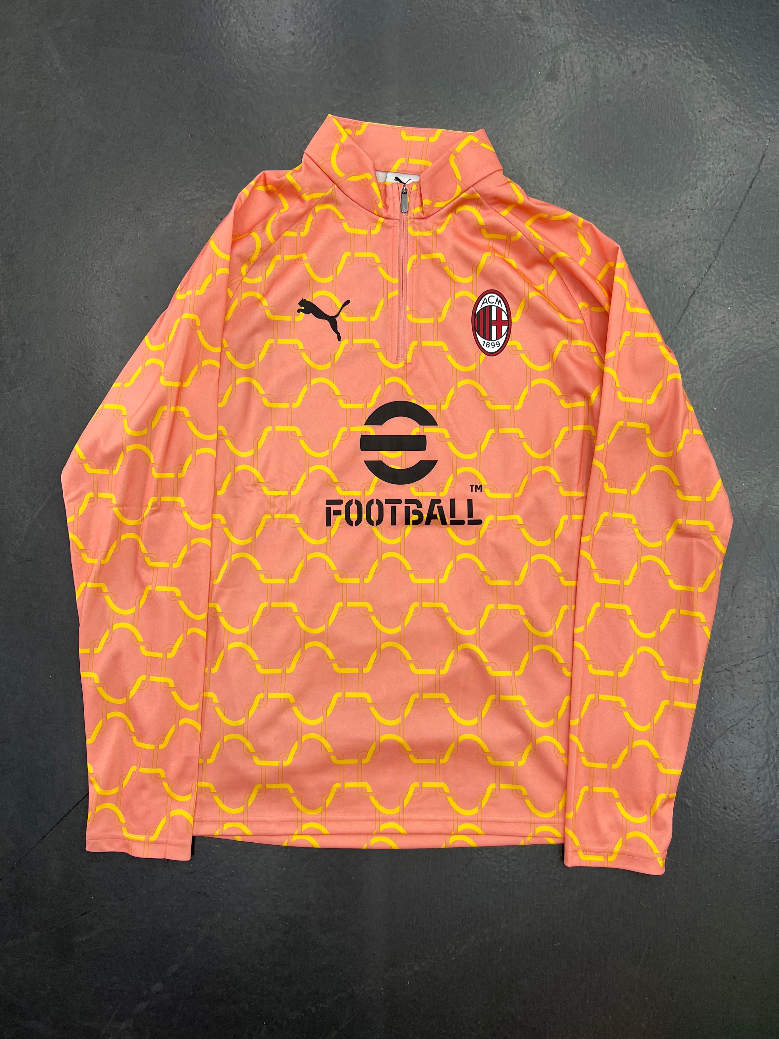 PUMA AC Milan 2025/26 Pre-Match Quarter-Zip (Peach/Yellow)