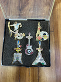 Hard Rock Cafe Soccer & World Cup Collector Pin Set – Paris & Buenos Aires Limited Edition Pins (5-Piece Display Case)