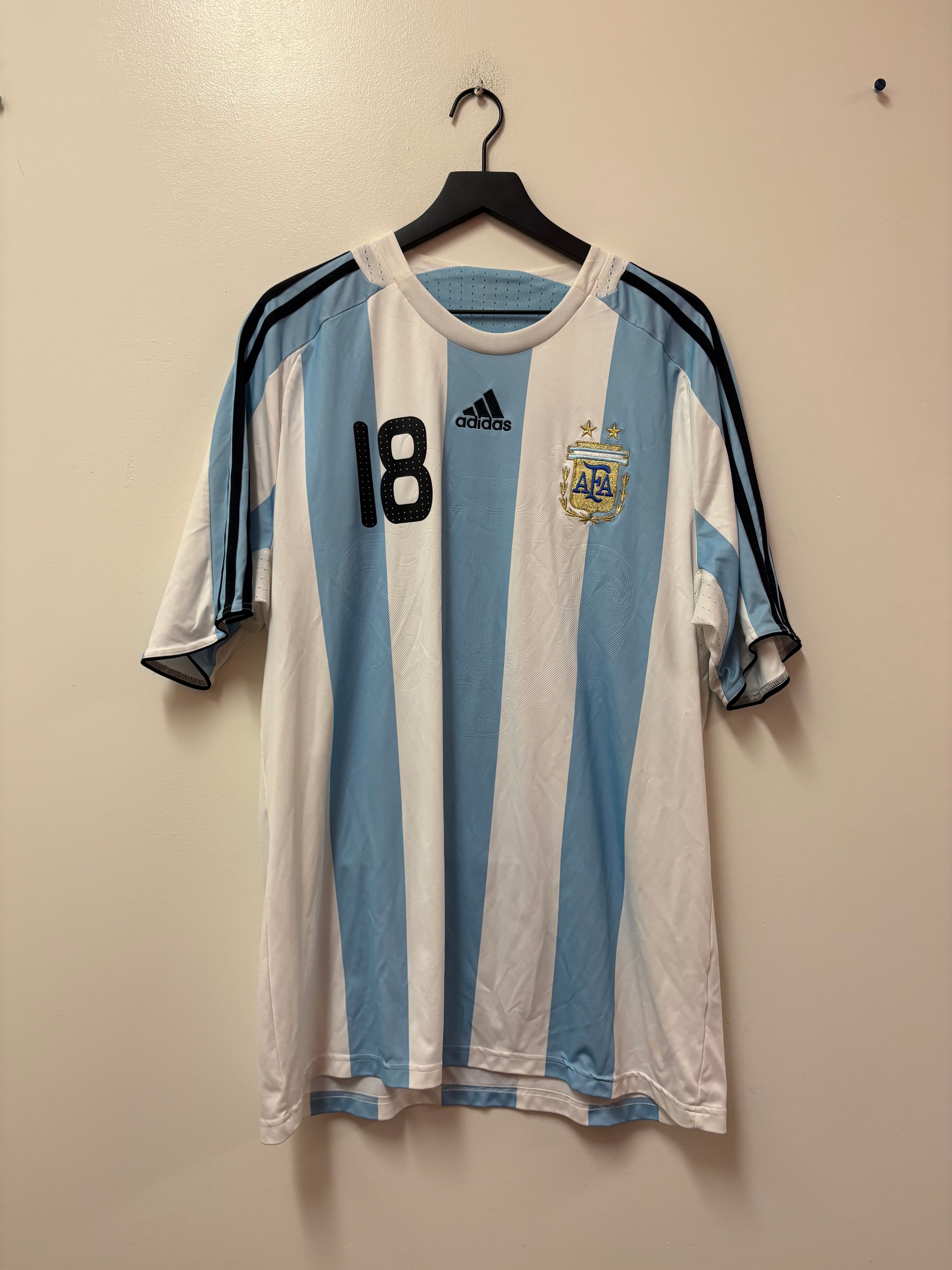 Adidas Argentina 2007-09 Home Jersey- Messi #18