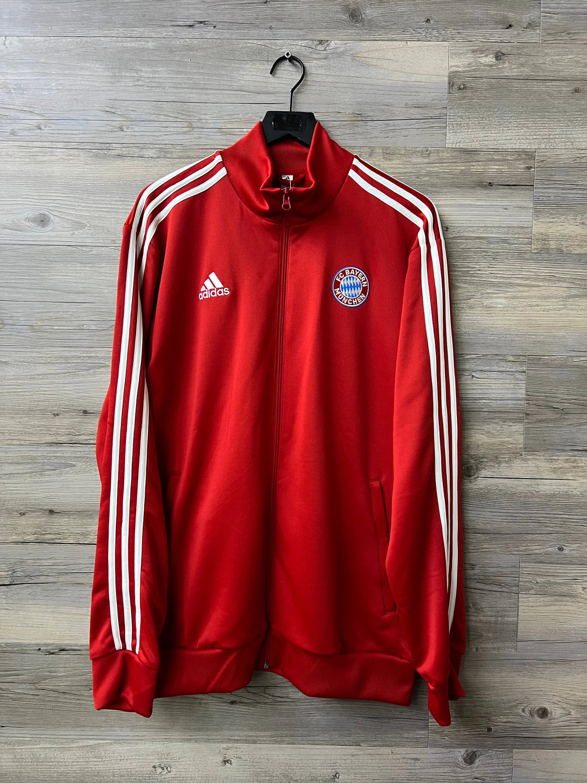 Adidas Bayern Munich Red 3-Stripes Full-Zip Track Jacket