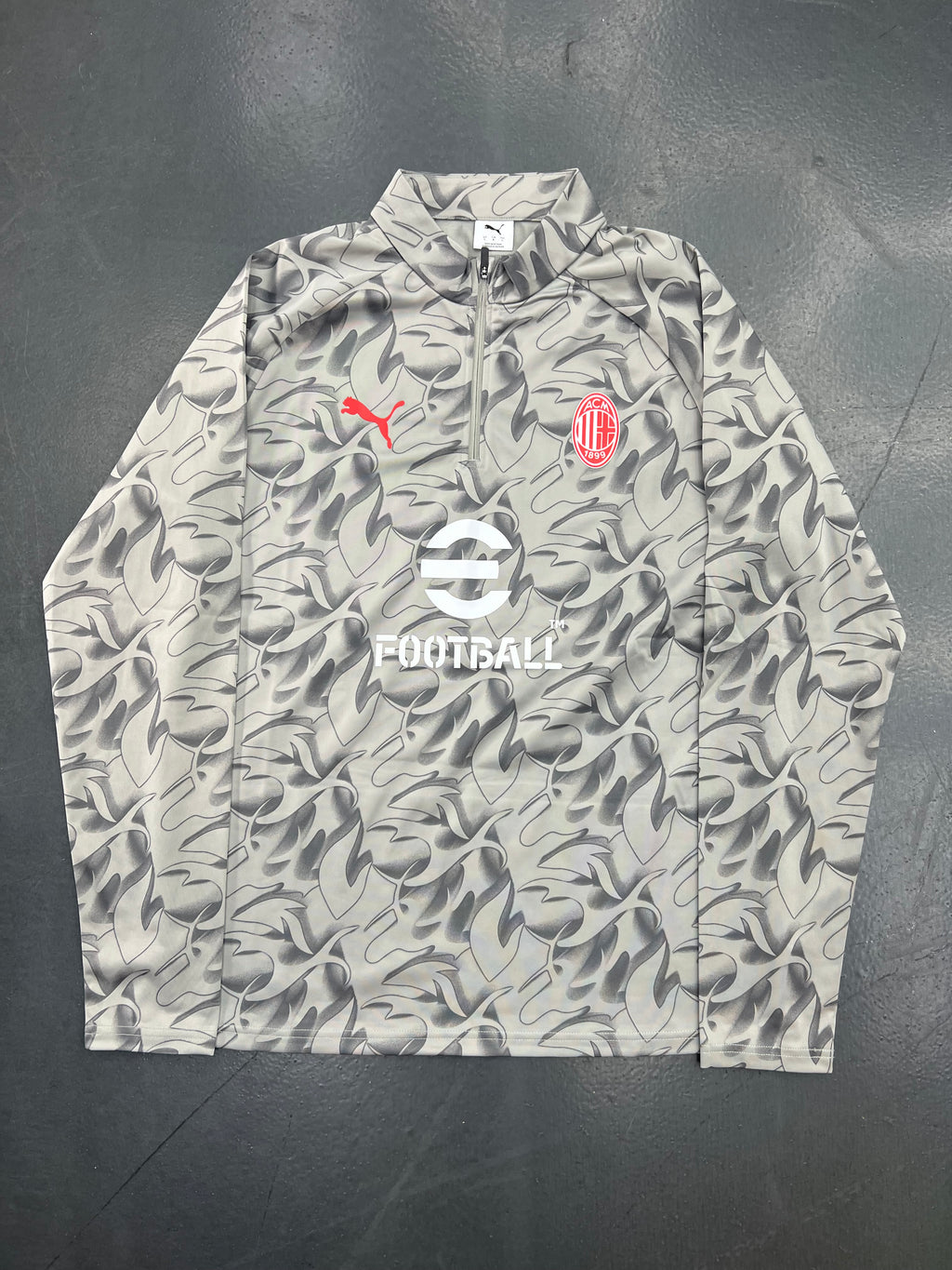 PUMA AC Milan 2025/26 Pre-Match dryCELL Quarter-Zip (Grey Camo)