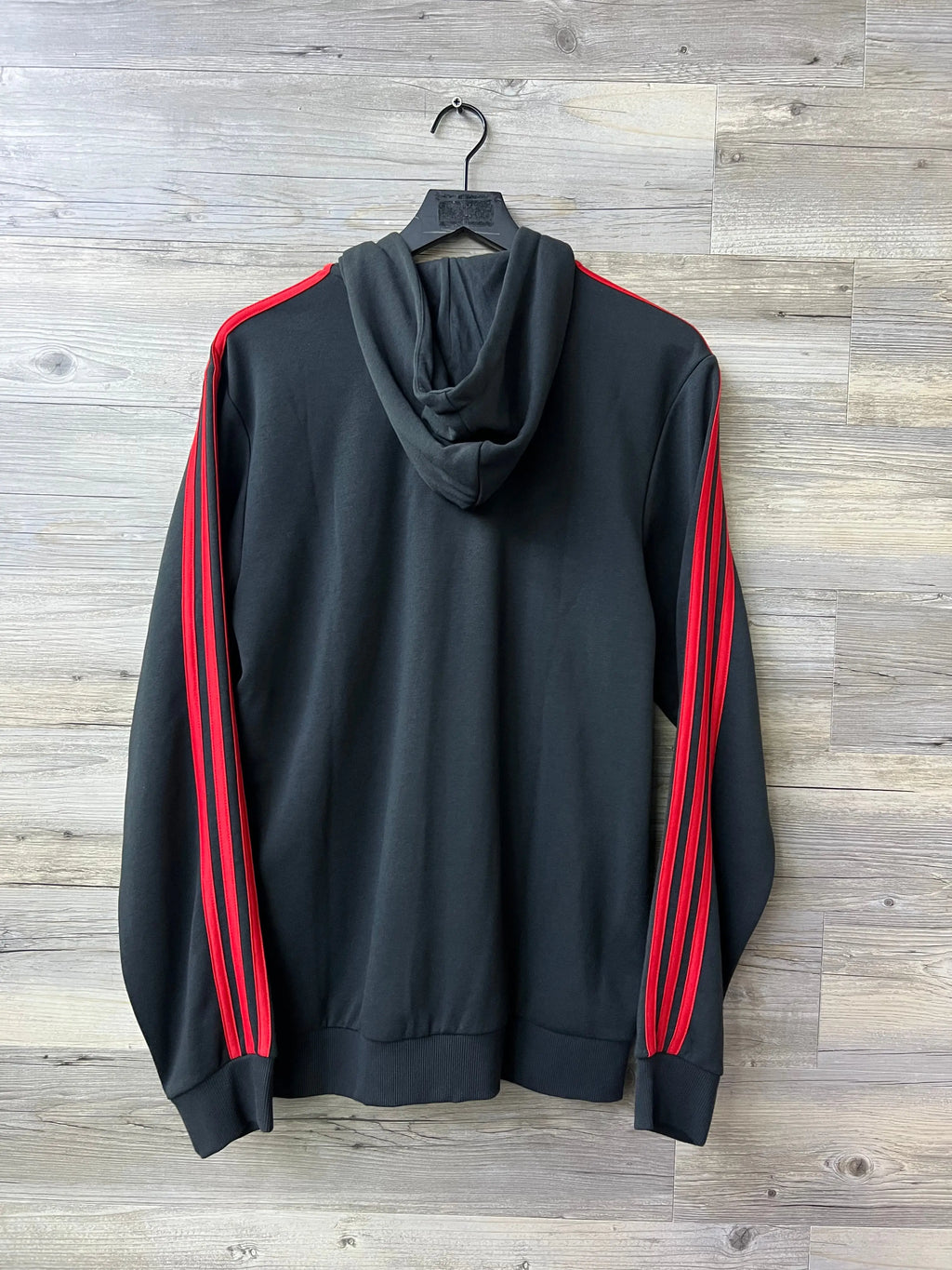 Adidas Manchester United Black & Red 3-Stripes Full-Zip Hoodie