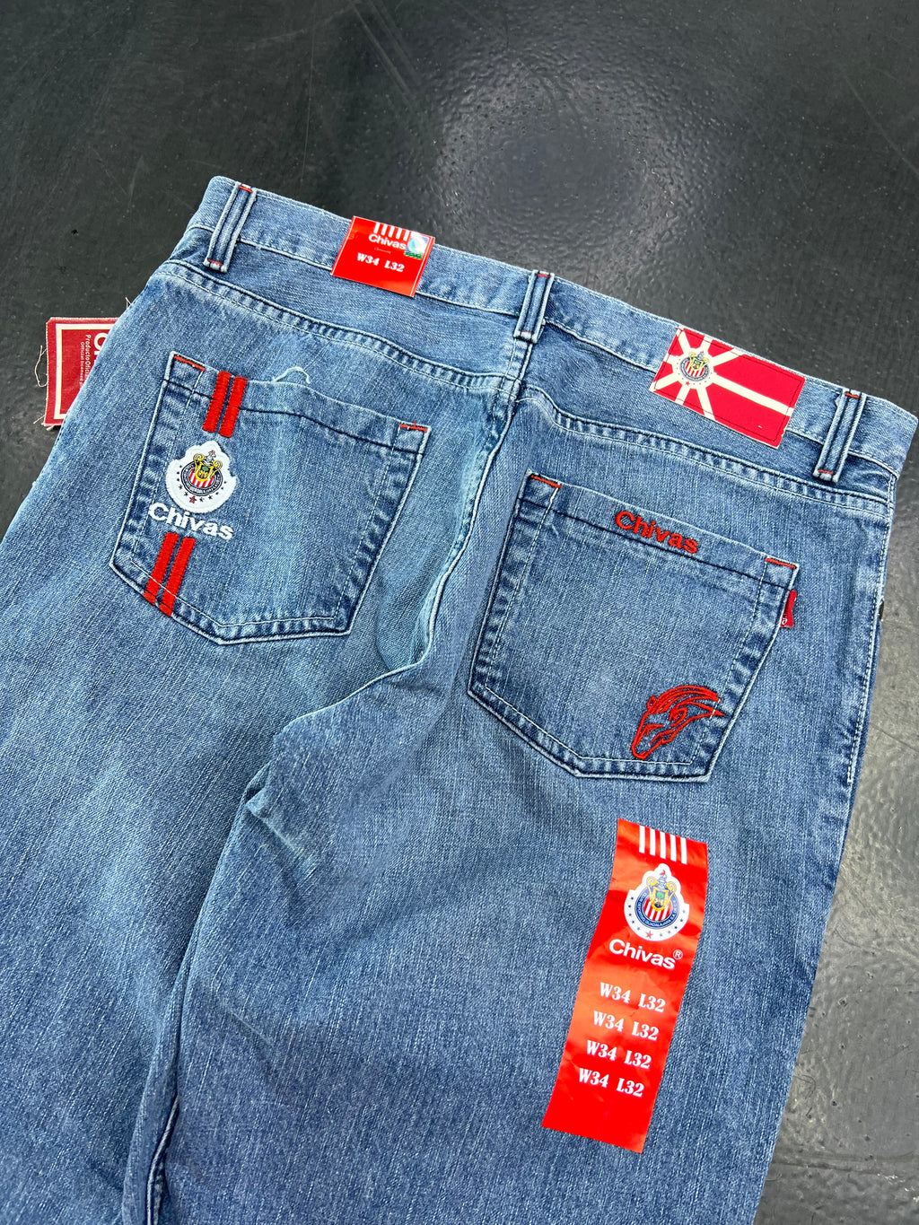 Club Chivas Vintage Y2K Embroidered Denim Jeans – Light Wash