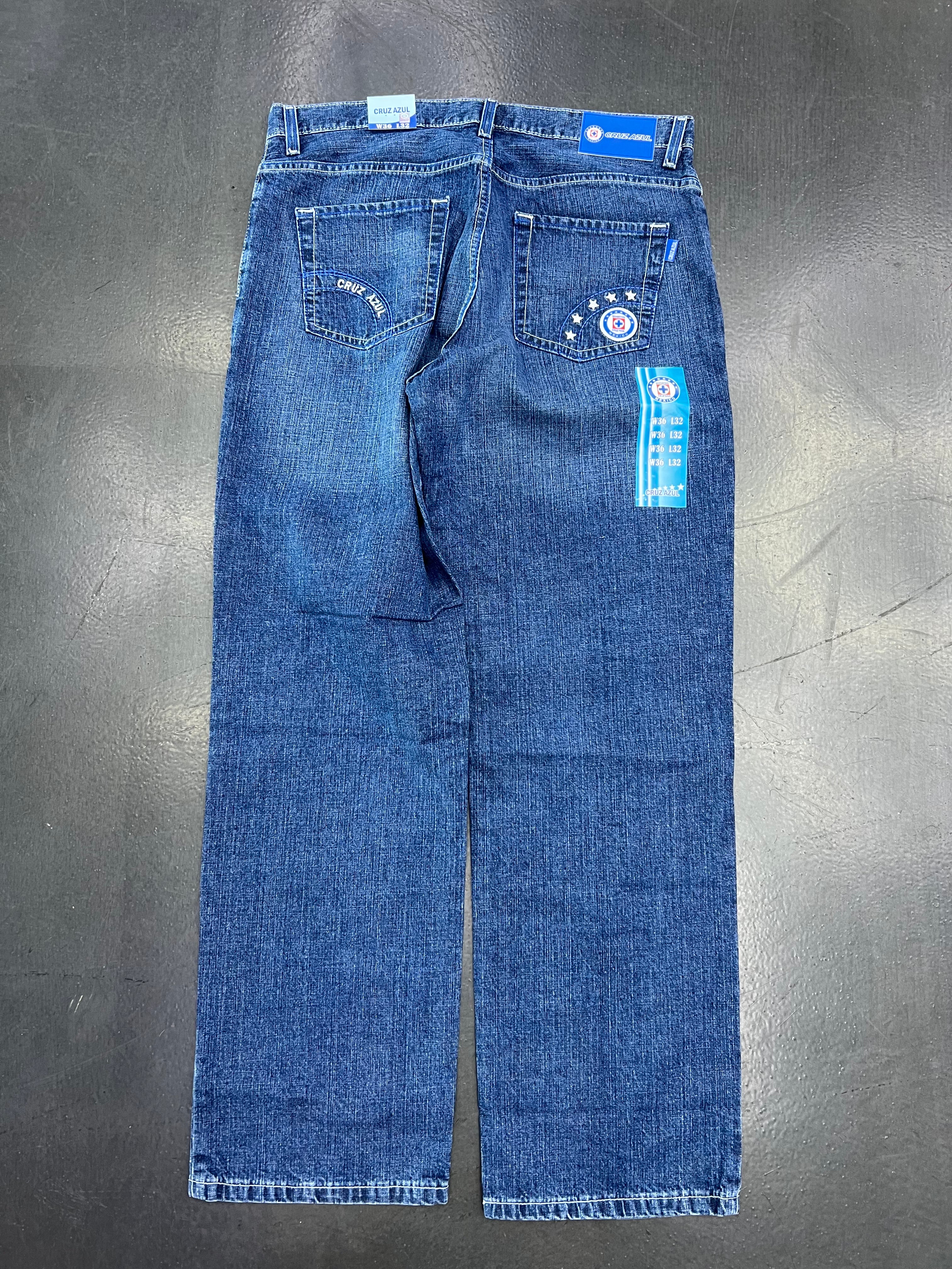 Club Cruz Azul Vintage Y2K Liga MX Denim Jeans – Crest Pocket Dark Wash