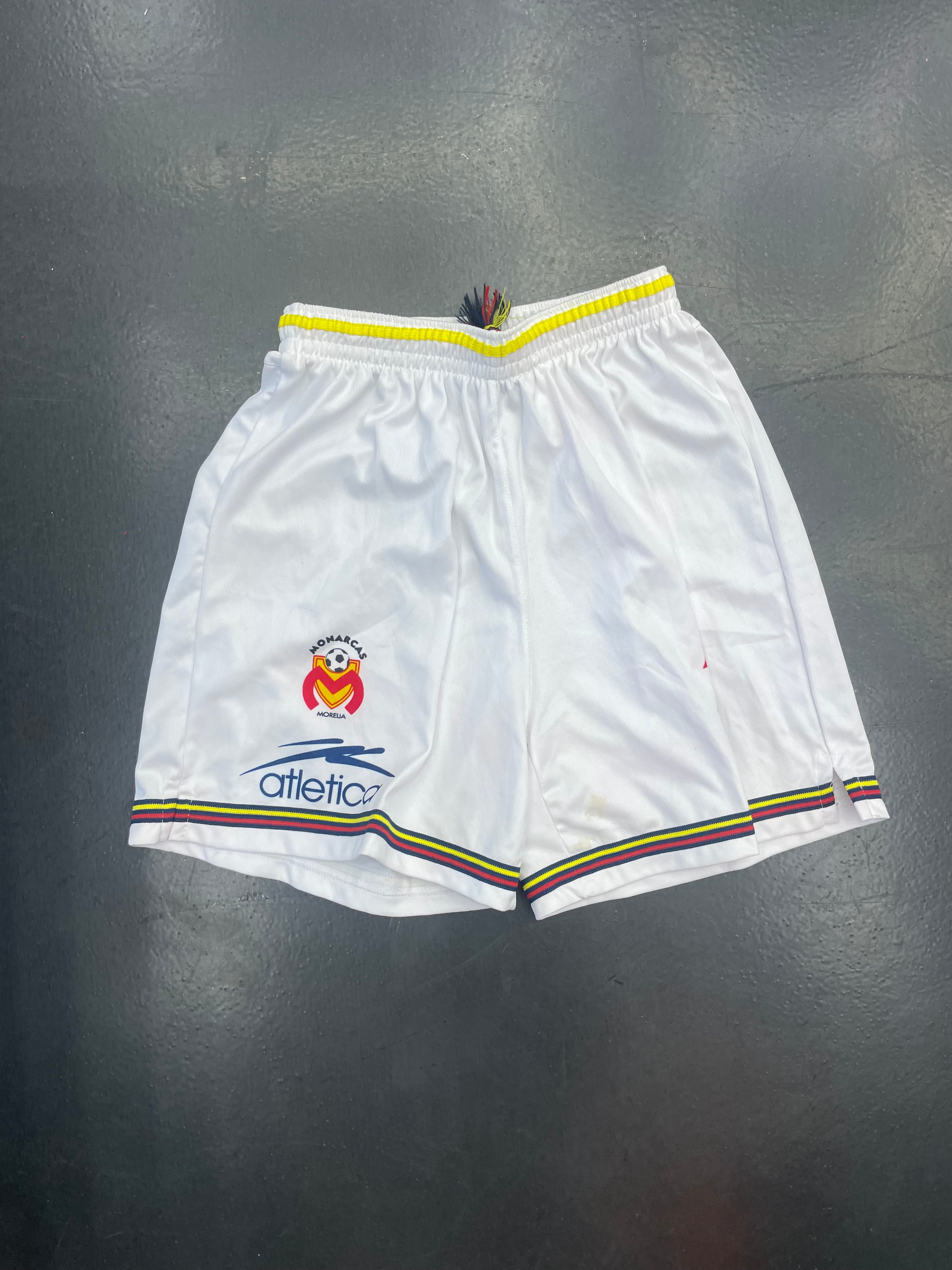 Atletica Monarcas Morelia Shorts (White, Yellow/Red/Blue Trim)