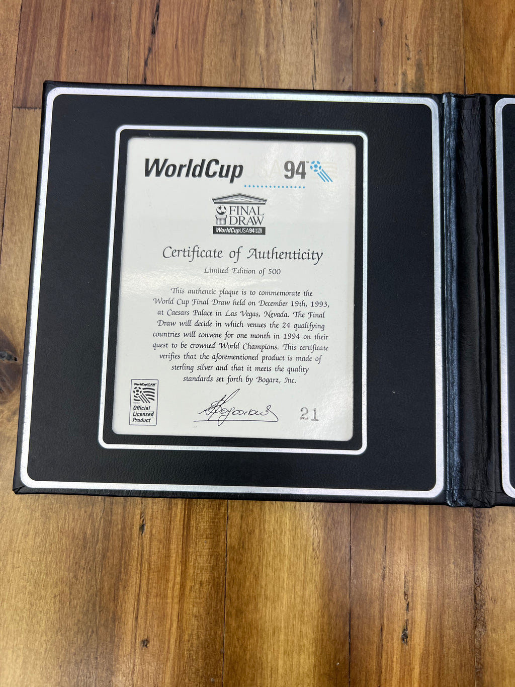 1994 FIFA World Cup USA Final Draw Sterling Silver Plaque – Limited Edition #21/500 | Official Licensed Collectible