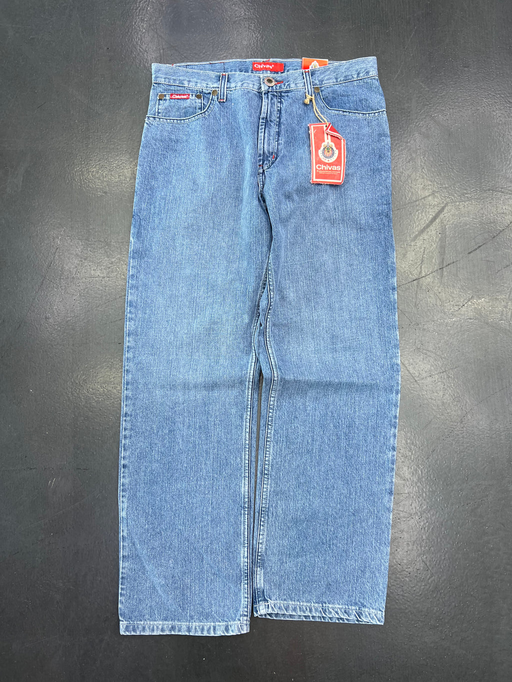 Club Chivas Vintage Y2K Embroidered Denim Jeans – Light Wash