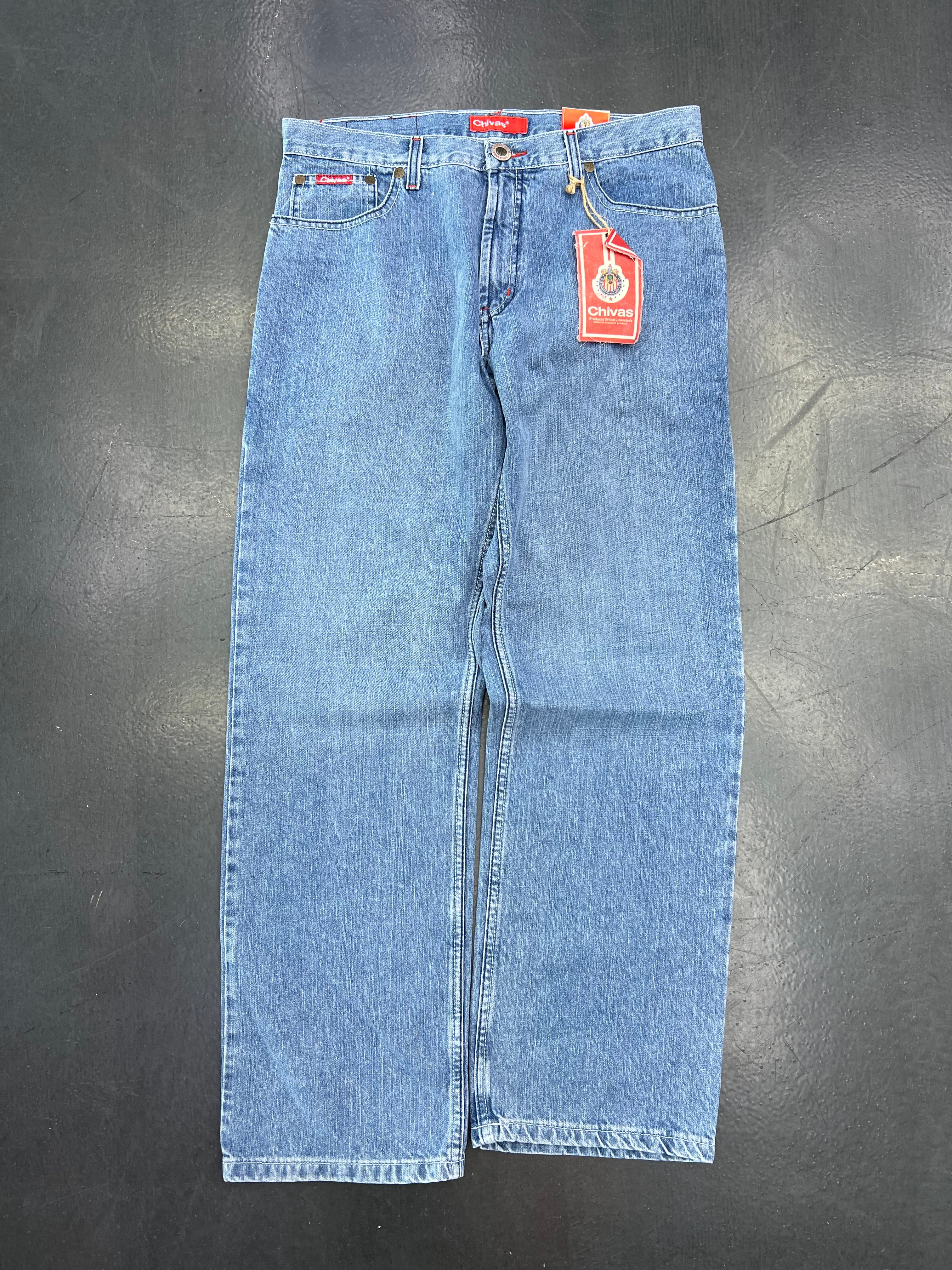 Club Chivas Vintage Y2K Embroidered Denim Jeans – Light Wash