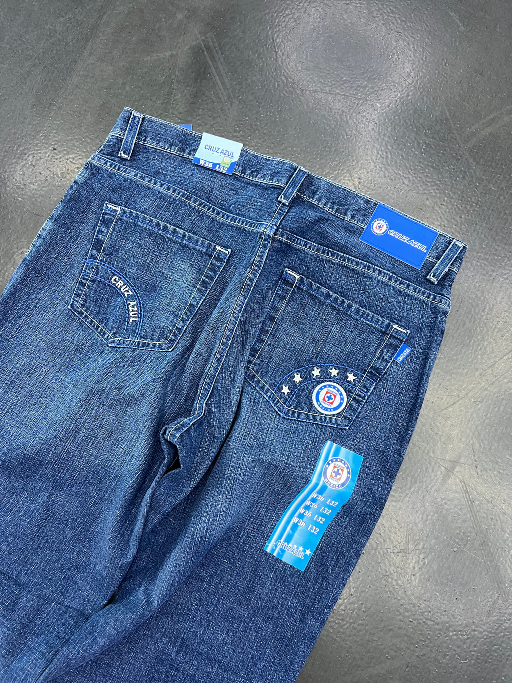 Club Cruz Azul Vintage Y2K Liga MX Denim Jeans – Crest Pocket Dark Wash