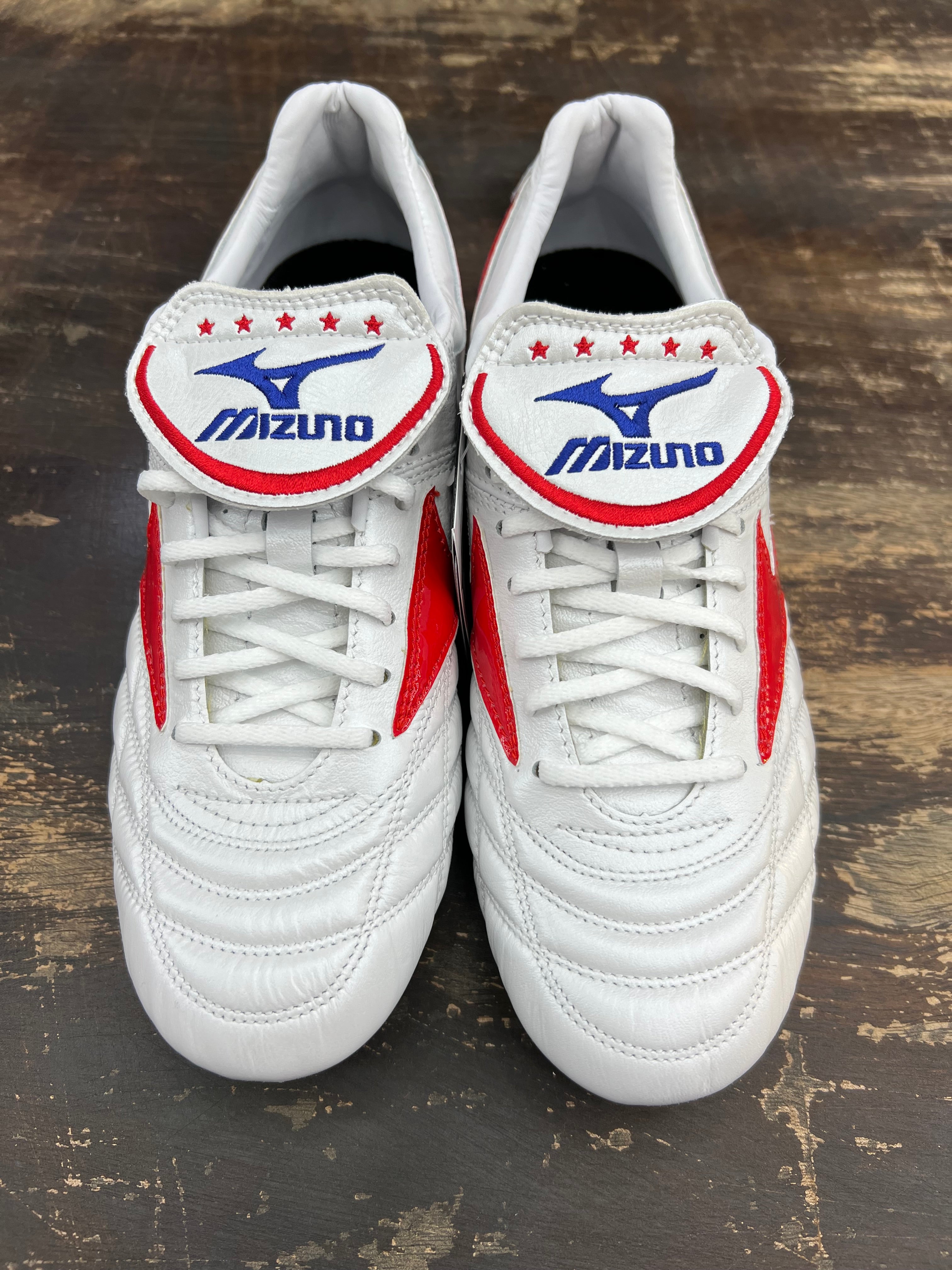 Mizuno Wave Cup SS Japan FG – White Pearl / Red / Blue (Made in Japan)