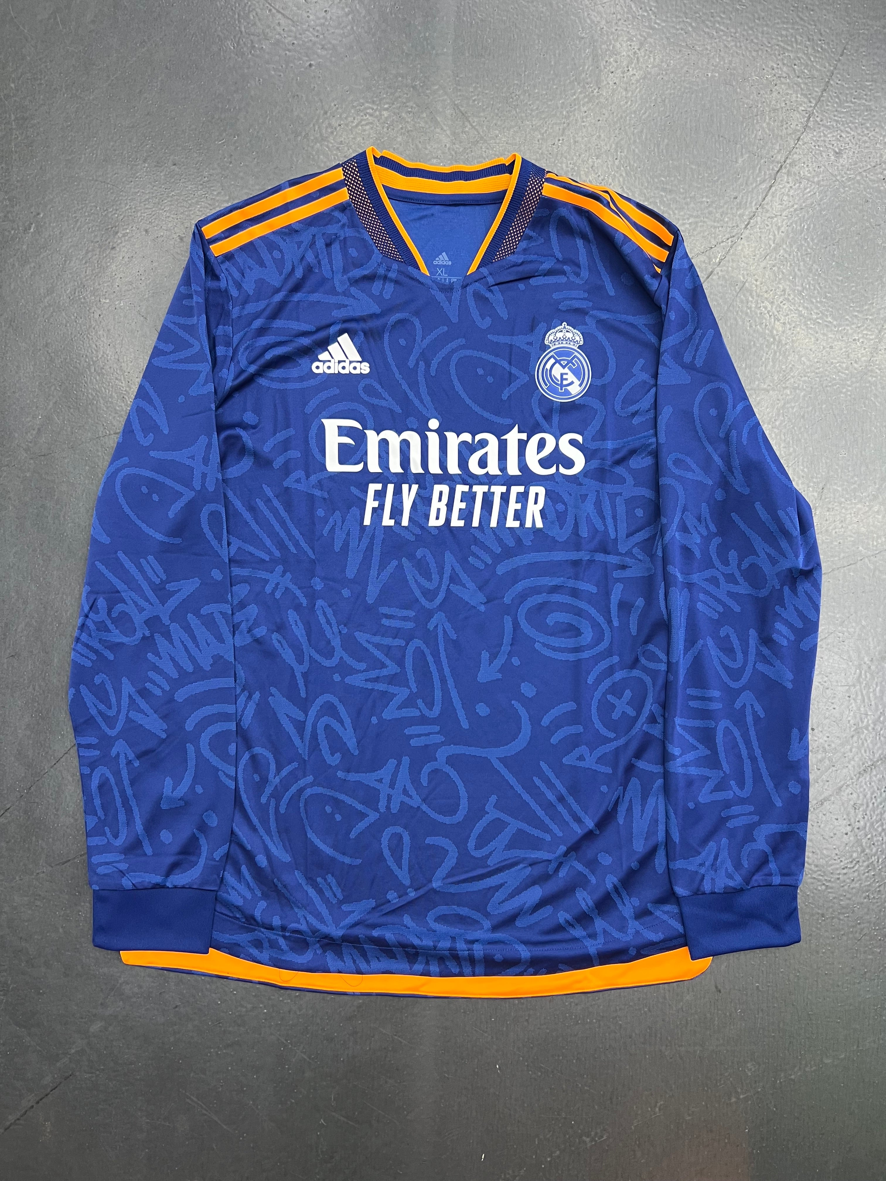 Adidas Real Madrid 2021/22 Long-Sleeve Away Authentic Jersey