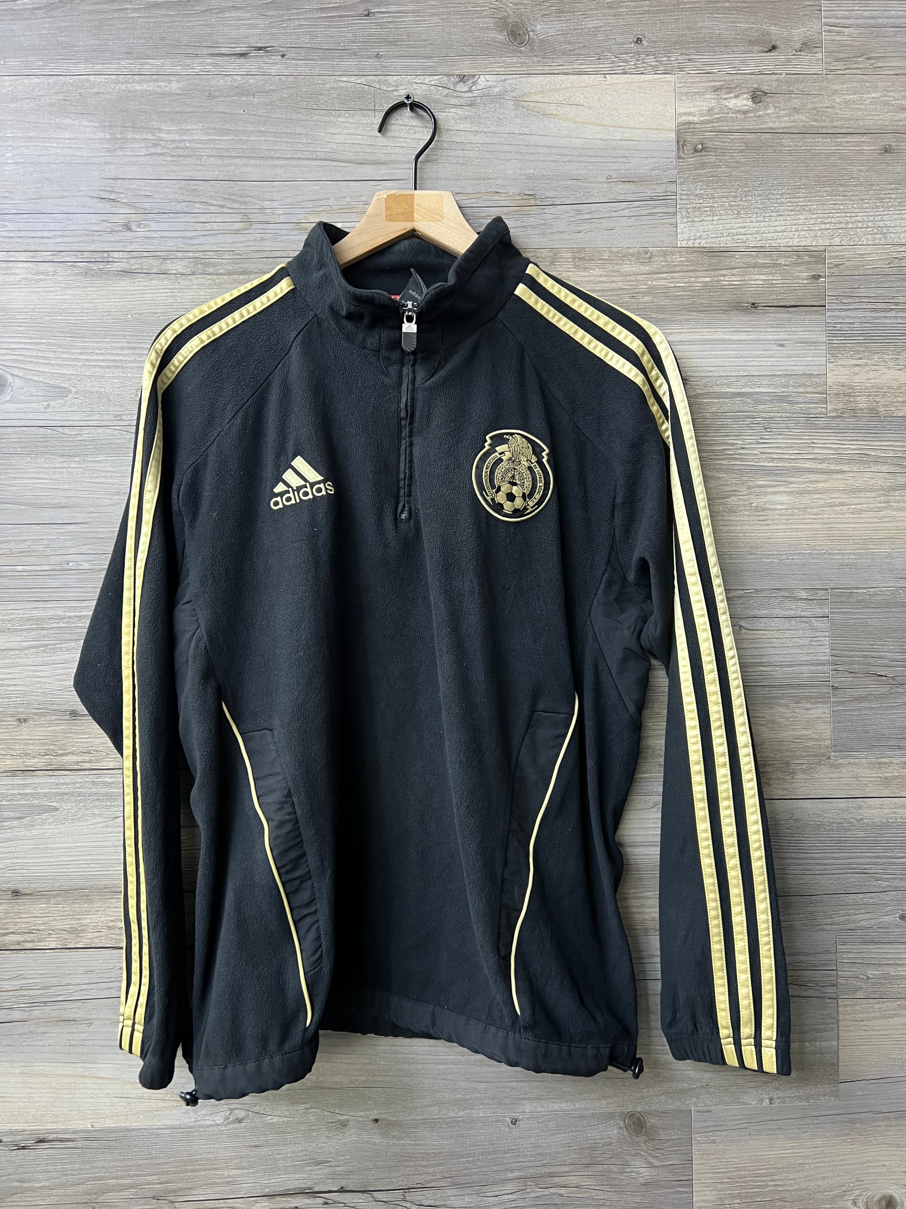 Adidas Mexico 2011 Black/Gold Quarter-Zip Fleece Training Top