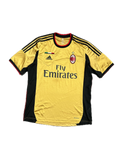 Yellow sports jersey with black accents and branding on a white background