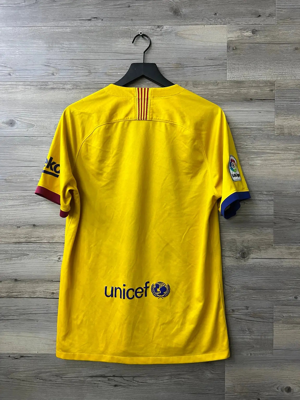 2019/20 FC Barcelona yellow away jersey back