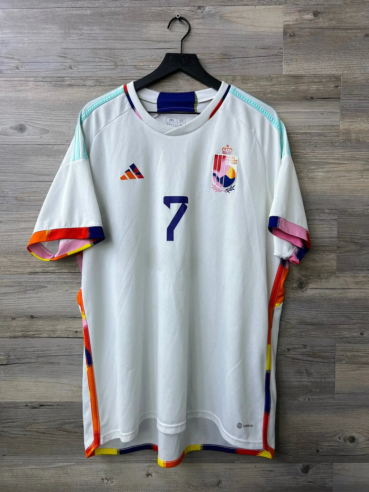 adidas Belgium 2022 Away Jersey – De Bruyne #7 – White/Multicolor — front