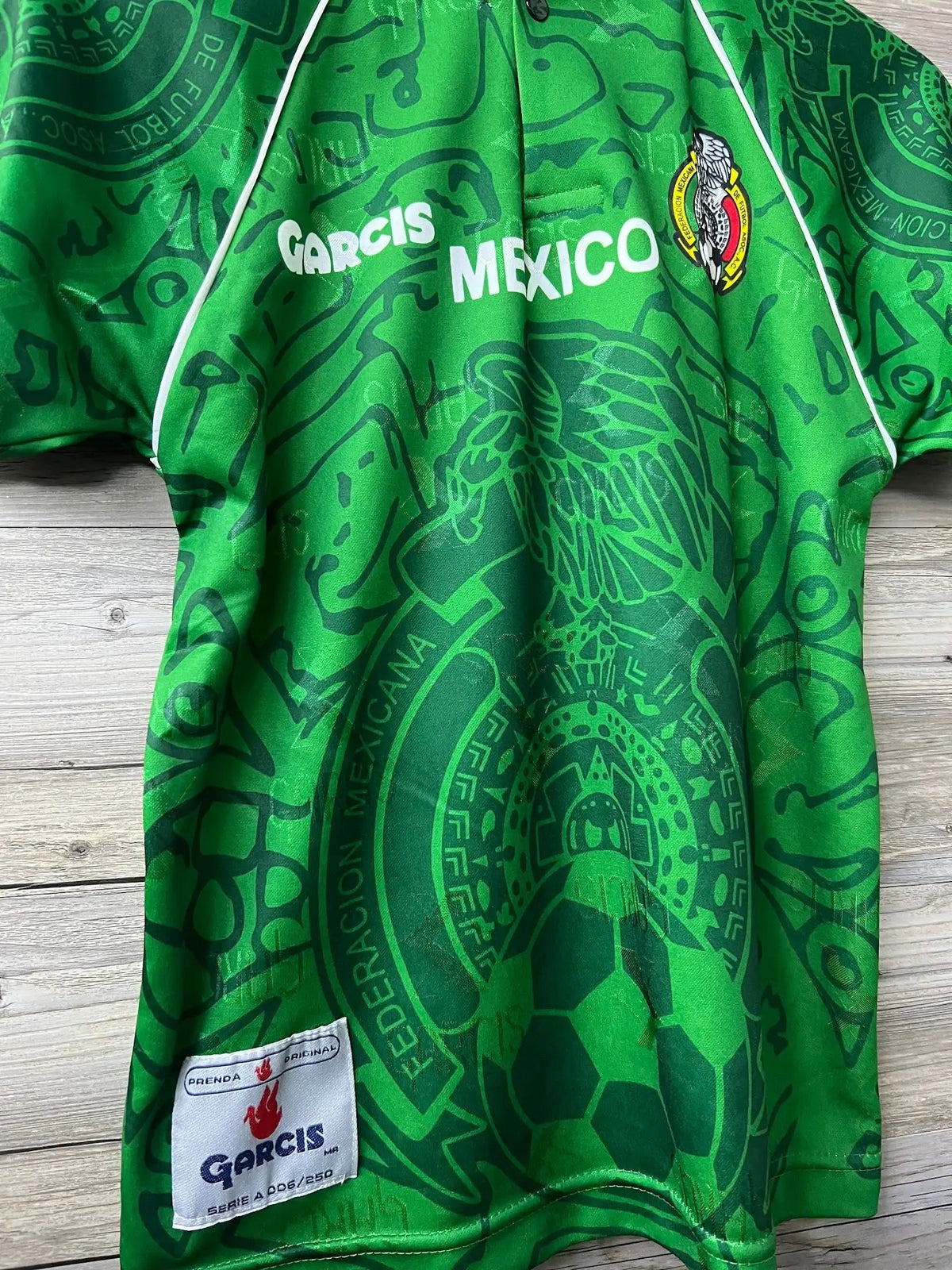 Garcis Mexico 1999 Home Jersey – Cuauhtémoc Blanco #10 – Green – Kids L — front detail