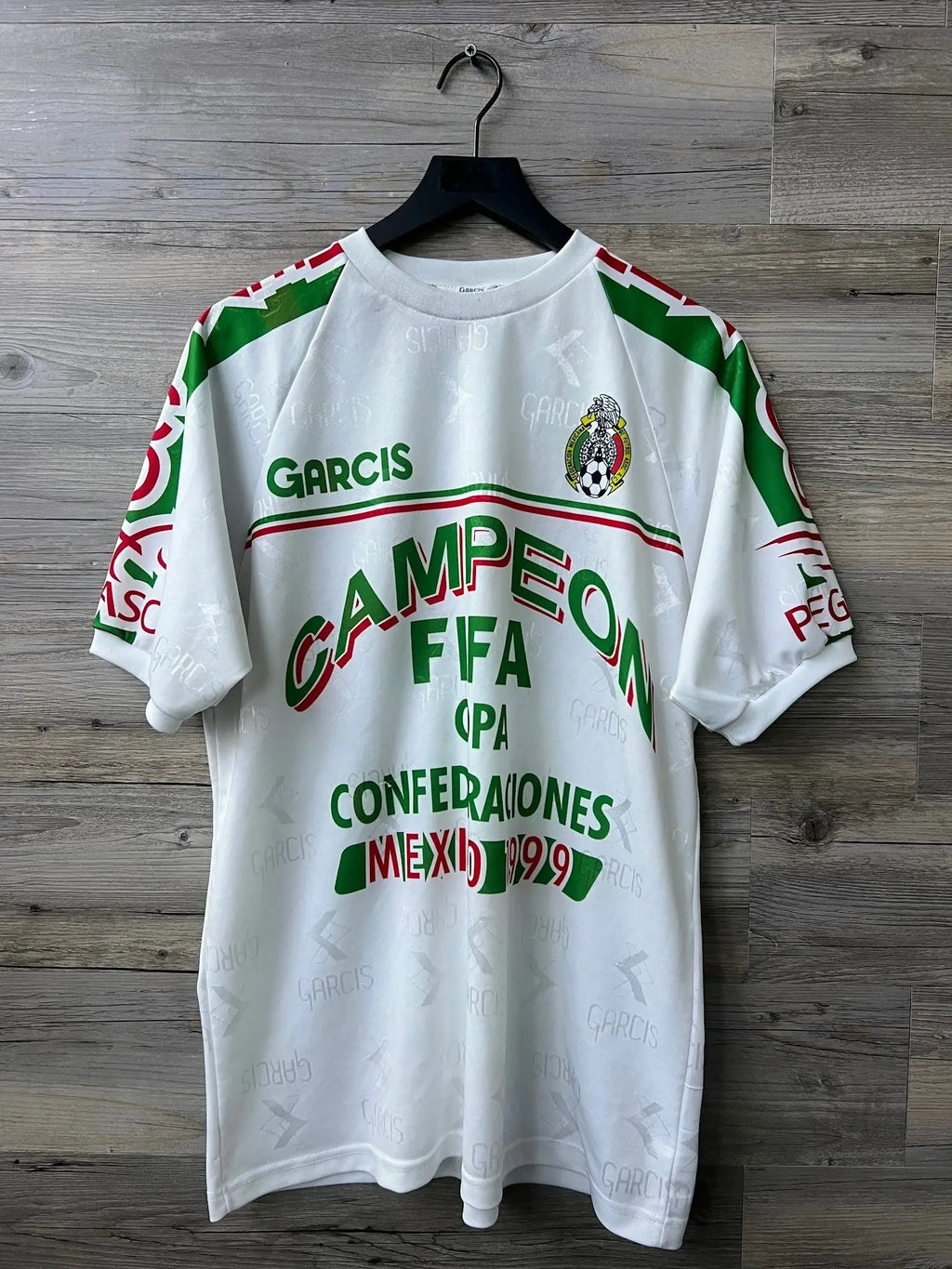 Garcis Mexico 1999 Confederations Cup Champions Jersey – White – M — front