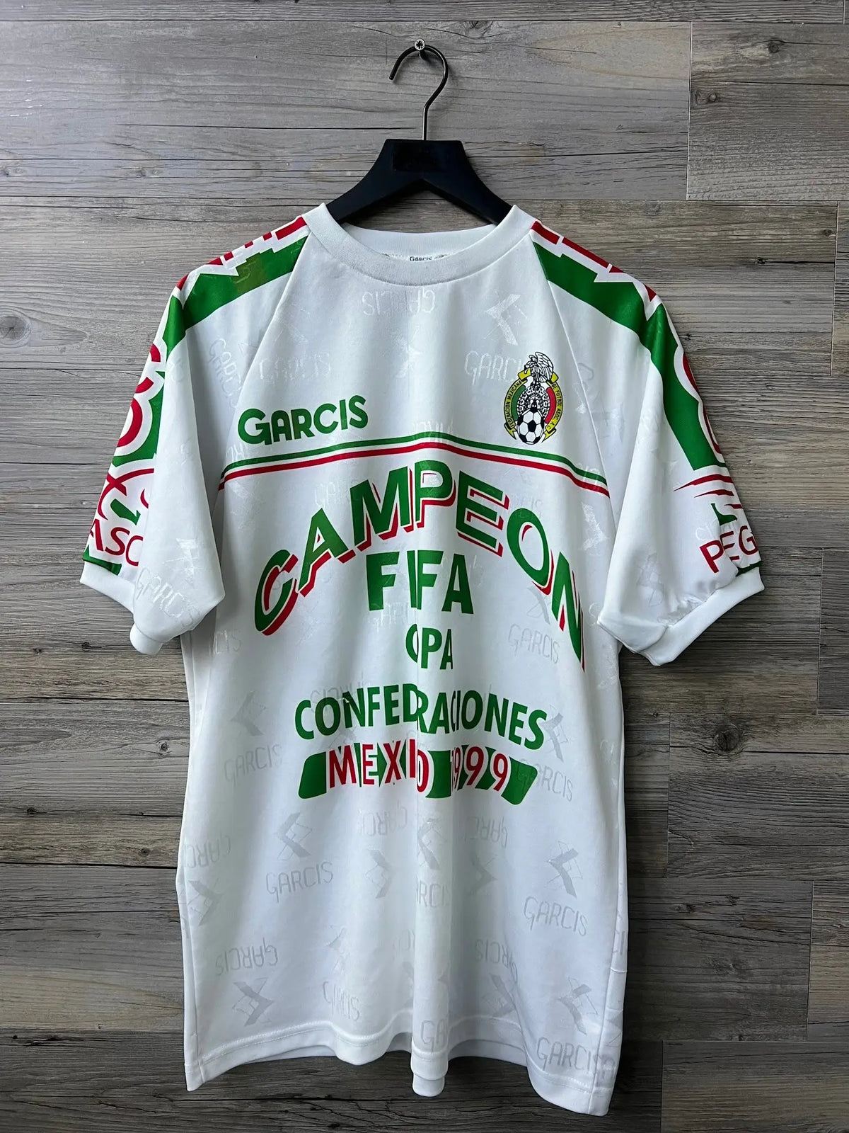 Garcis Mexico 1999 Confederations Cup Champions Jersey – White – M — front