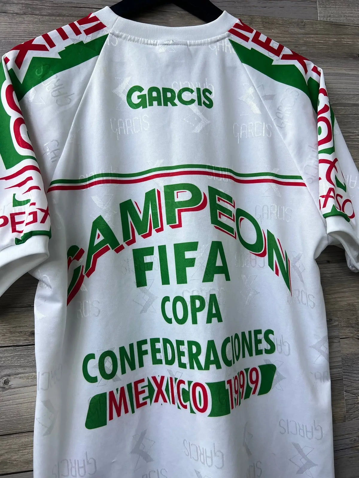 Garcis Mexico 1999 Confederations Cup Champions Jersey – White – M — back detail