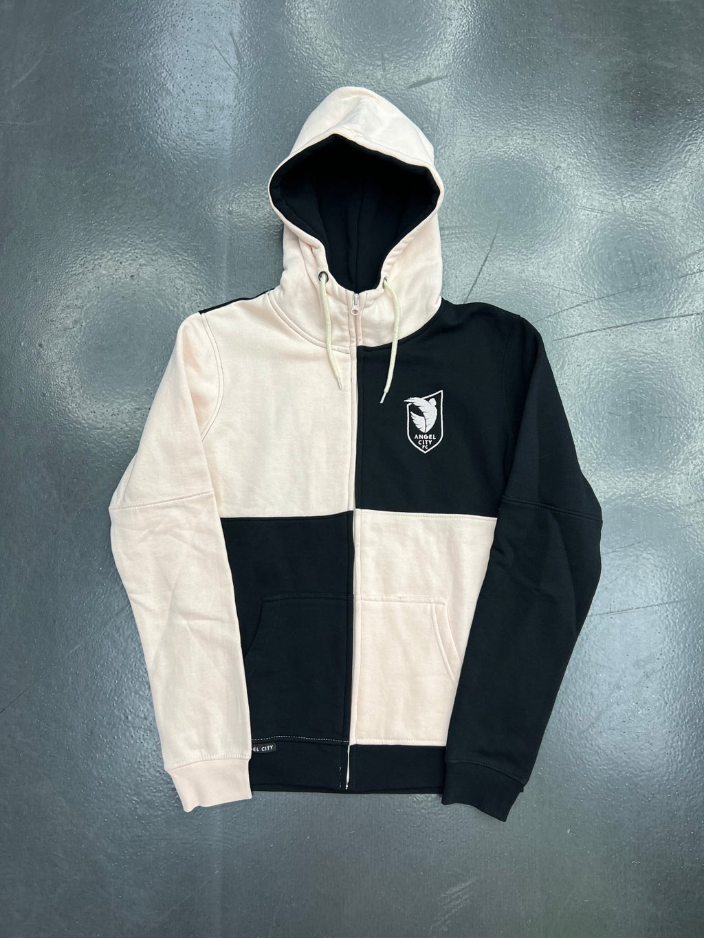 Angel City FC Unisex Split Sol Rosa & Black Crest Full - Zip Hoodie - STA Apparel - Angel City fc