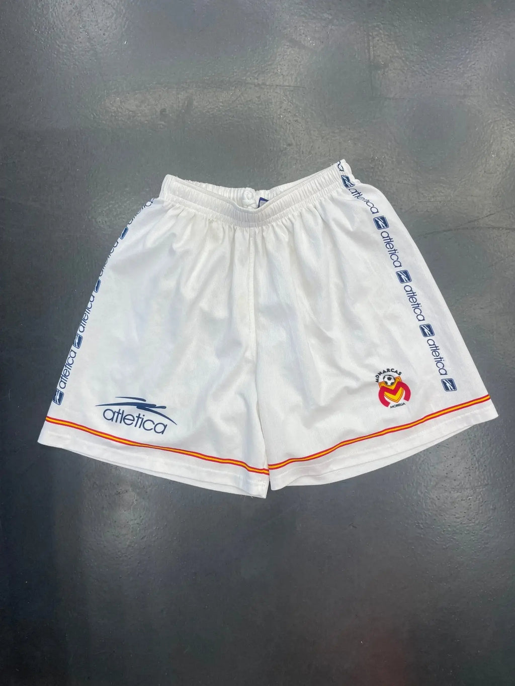 Atletica Monarcas Morelia Shorts (White, Red/Yellow Striping) - STA Apparel - Monarcas morella