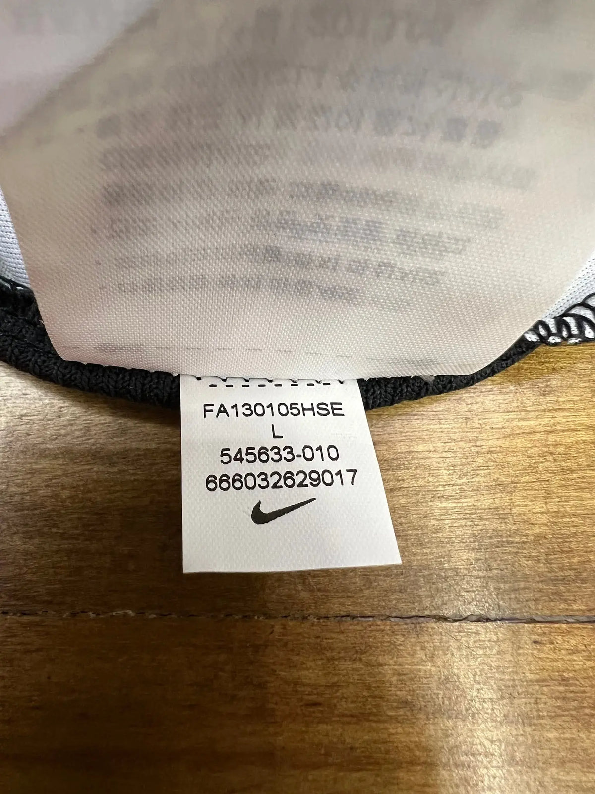 Item 076 — size and product label
