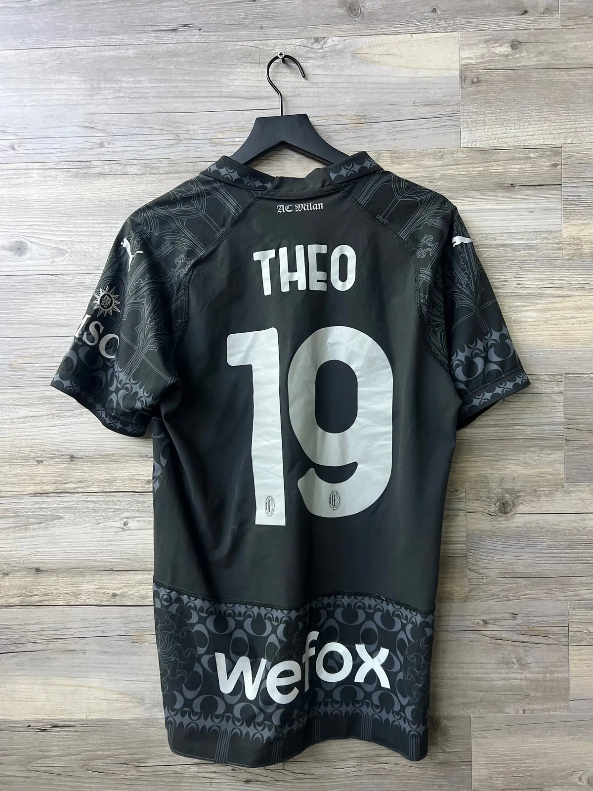 Puma x PLEASURES AC Milan 2023/24 Fourth Jersey – Theo Hernández #19 — back view
