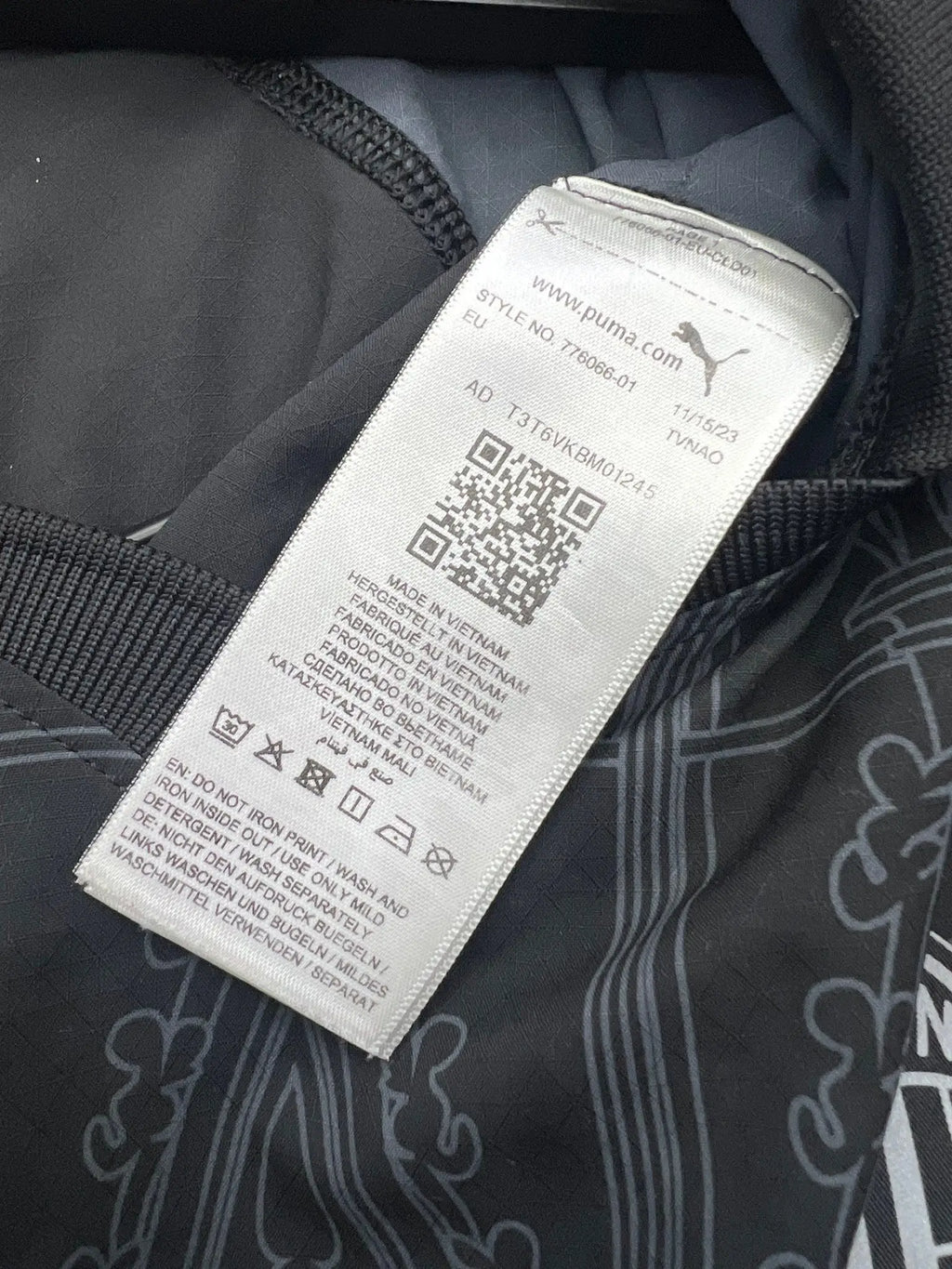 Puma x PLEASURES AC Milan 2023/24 Fourth Jersey – Theo Hernández #19 — product label and code photo