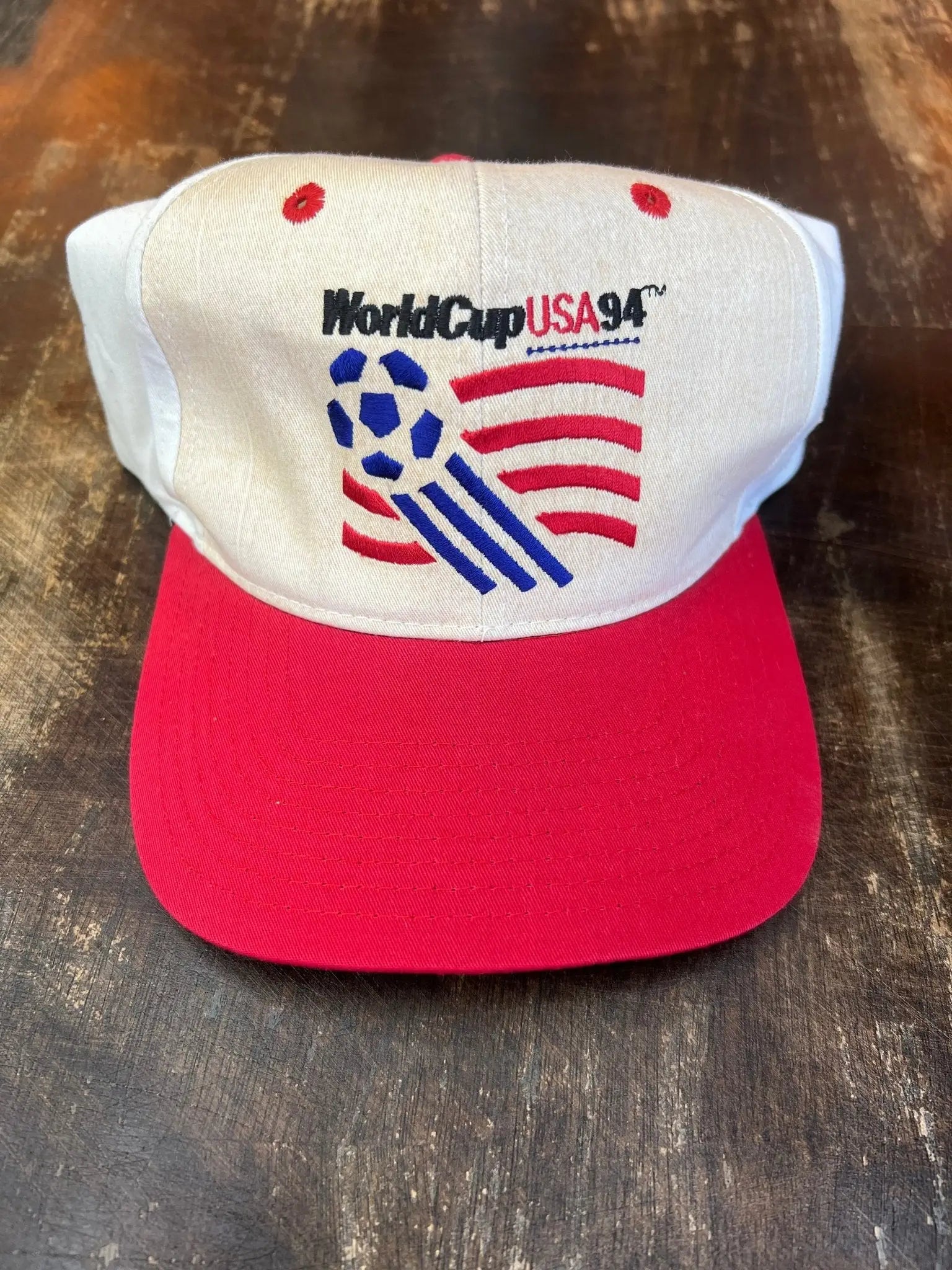 Vintage World Cup USA 94 Two - Tone Hat (Red/White) – 1994 Official Licensed - STA Apparel - World cup